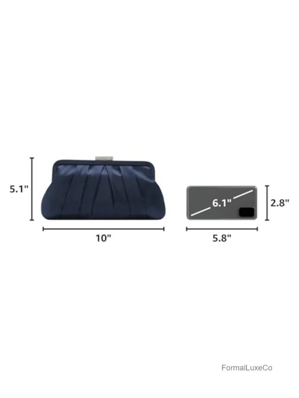Classic Pleated Satin Clutch Evening Bag With Diamante Embellishment